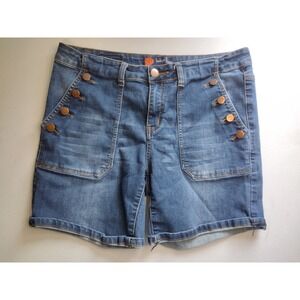 Indigo Poppy‎ Women's Size 12 Blue Denim Sailor Button Pocket Shorts Cuffed